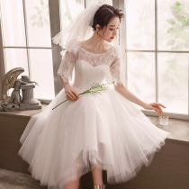 Licensed light wedding dress small dress 2021 new small son bride bridal tour and shoot super fairy small white skirt short