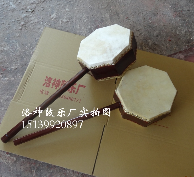 Octagonal tambourine Octagonal drum dance drum solid wood cowhide drum folk drum head layer cowhide drum surface