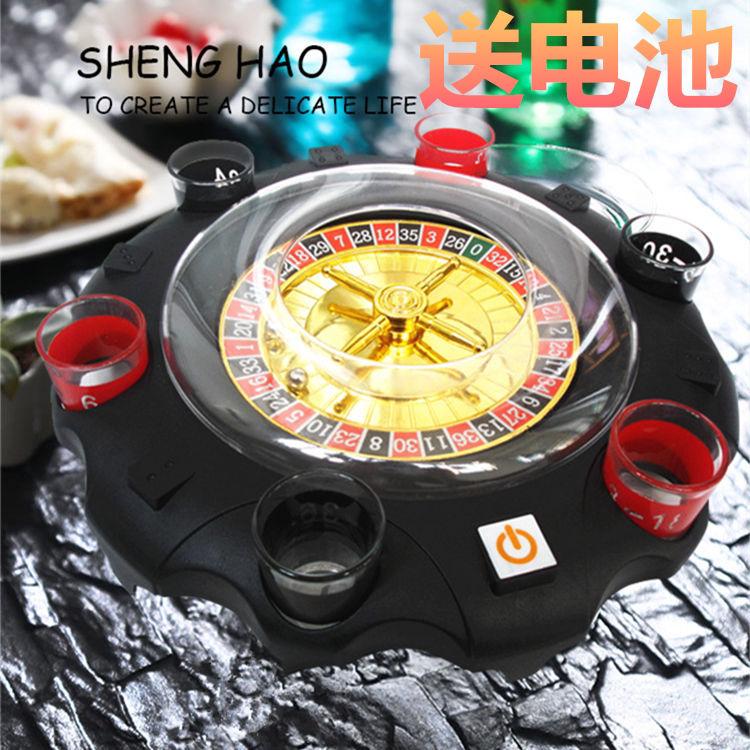 飲酒ゲーム用の電動ルーレットホイール。バー、カラオケ、ナイトクラブ向けのロシア風エンターテイメント小道具です。
