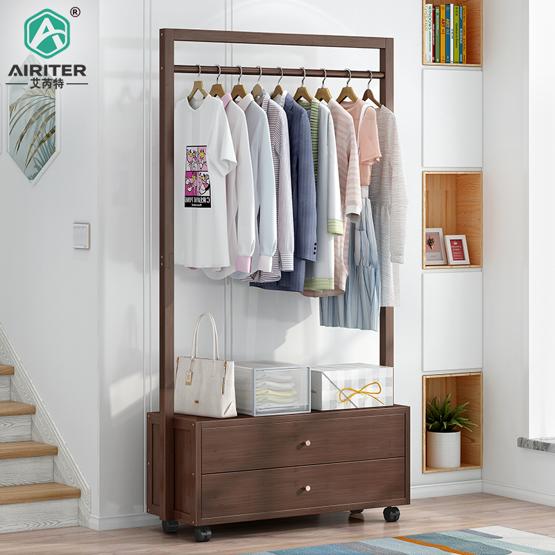 Coat rack floor bedroom rack home indoor solid wood hanger simple modern with drawer hanger