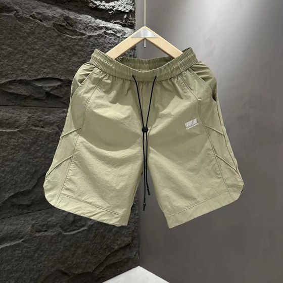 夏季新款休闲百搭薄款短裤激光打孔网眼宽松透气速干直筒五分裤男