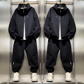 2025秋季潮牌重磅空气层连帽运动套装男士百搭宽松透气外套休闲裤