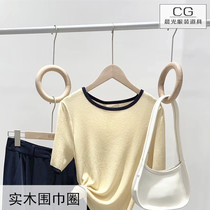 Clothing store display rack hook clothes hook High-grade solid wood scarf ring can open clothes scarf hanger hook