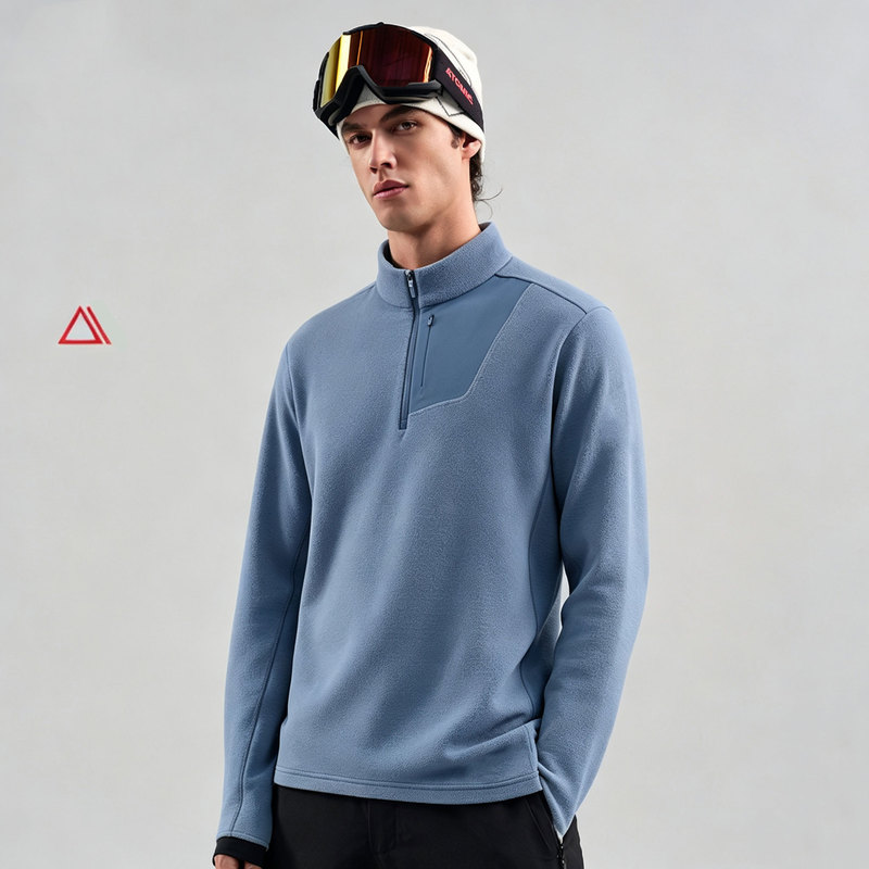 Affordable Alternative to Long-Sleeve Men's Stand-Collar Inner Layer Tops, Outdoor T-Shirts, Fleece Skin-Friendly Warm Ski Mid-Layer Knit Pullovers