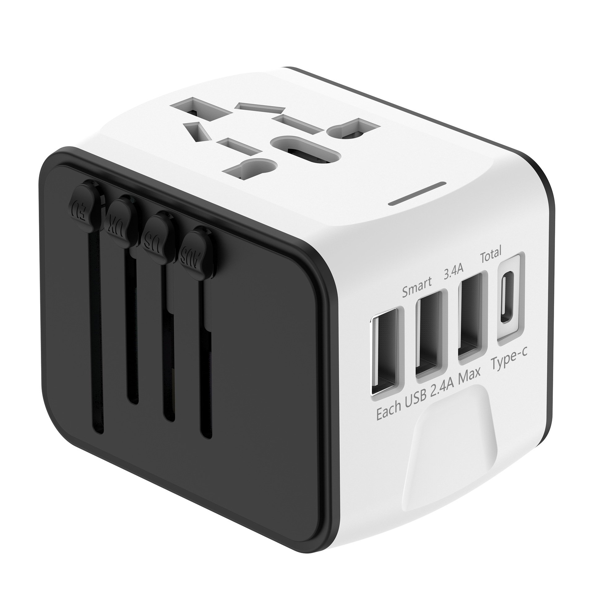 (Taoxin Travel) Global Universal Charger 3 USB Sockets Multi-Country Conversion International Adapter EU UK