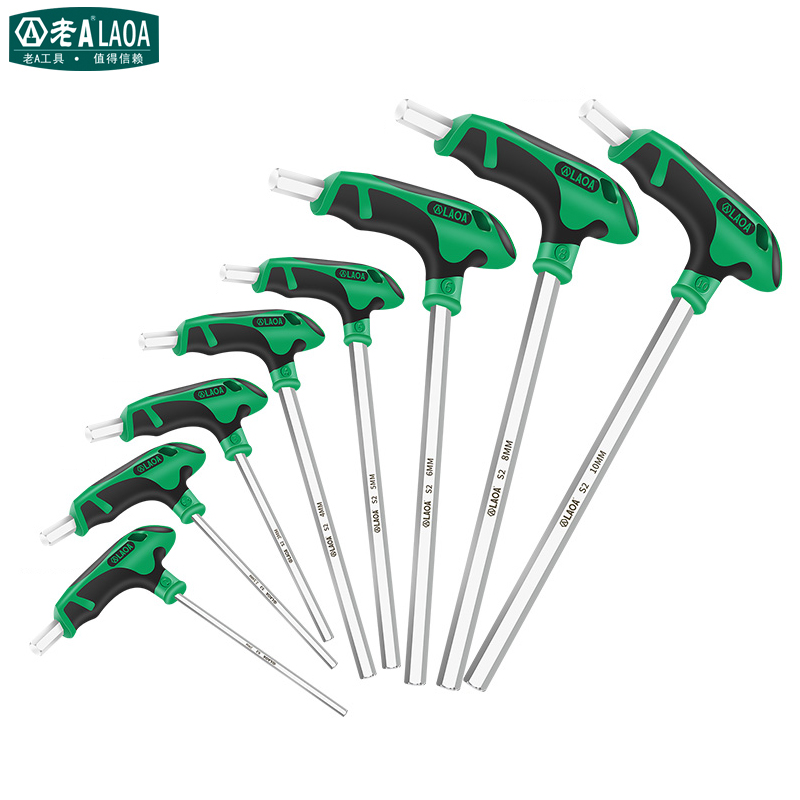 Old A lengthened T type inner hexagon wrench 300 long magnetic flat head Inner Hexagon 3-4-5mm Ball Head Inner 6 Corner