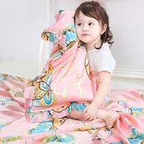 Kindergarten afternoon nap silk three-piece set baby child 100 mulberry silk quilt cover silk bedding