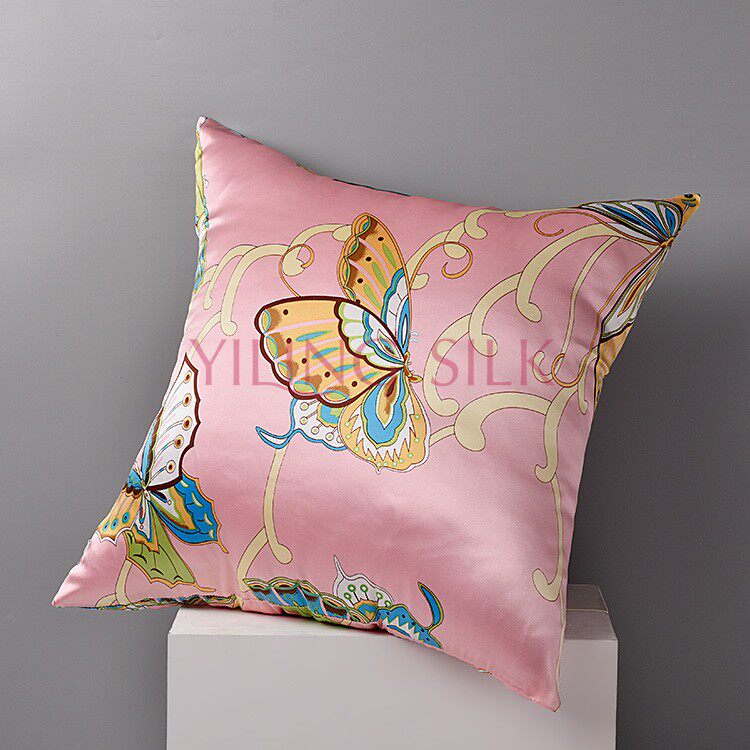 2021 Nordic living room silk pillow car cushion cover 100 mulberry silk square pillowcase backrest silk waist pillow