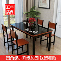 Dining table tempered glass simple modern small apartment paint dining table and chair combination restaurant creative rectangular dining table
