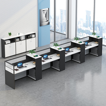 Screen Cassette Station Double Four 4 People Office Desk Staff Desk Chair Composition Modern Brief