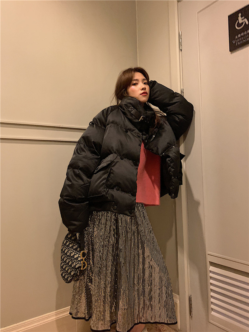 LuweiGuo 2019 mới dễ thương ngắn sang trọng quần áo cotton phục vụ bánh mì nữ ngắn in áo mùa đông gió - Bông áo khoác đẹp