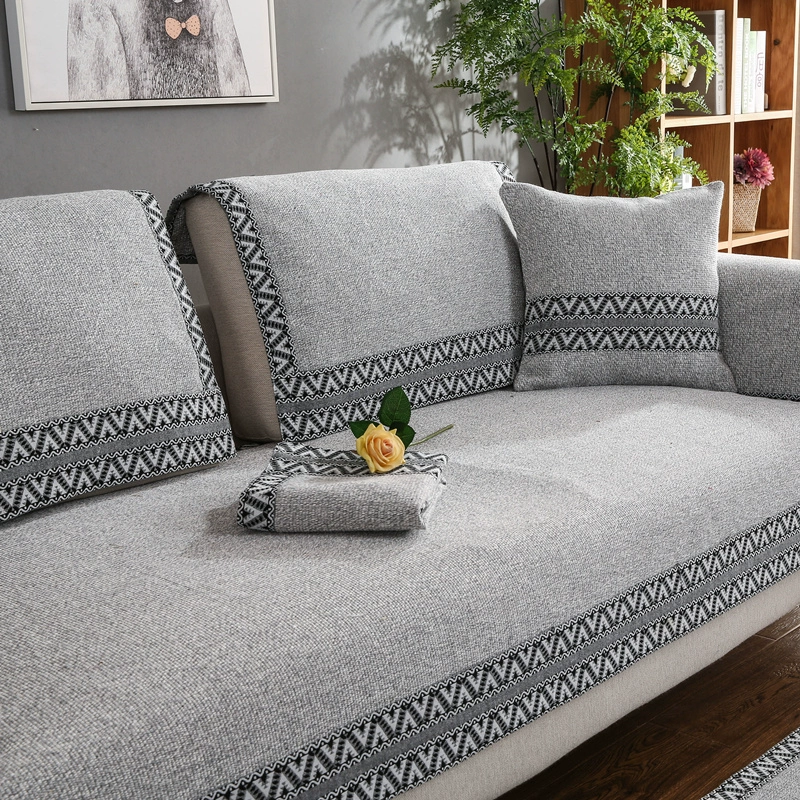 Sofa đệm bốn mùa phổ vải chống trượt đệm hiện đại tối giản phòng khách cotton và vải lanh màu xám phổ quát bao gồm đầy đủ - Ghế đệm / đệm Sofa