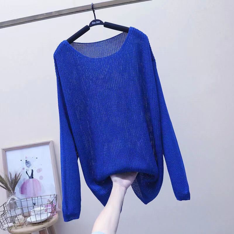 Klein Blue Knitwear for Men and Women in Summer Ice Silk New Thin Knitwear Large Size Slimming Look Long-Sleeved Blouse Trendy Klein Blue Knitwear for Men and Women in Summer Ice Silk New Thin Knitwear Large Size Slimming Look Long-Sleeved Blouse Trendy