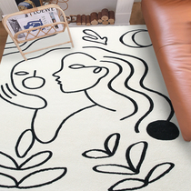 Original art Picasso thickened rhino life Black and white Abstract Modern Pole Jane ins Wind Living room Bedroom Carpet