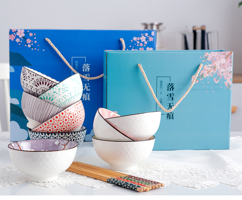 The dishes suit household use chopsticks tableware gift set bowl suit individual gift boxes ceramic bowl bowl