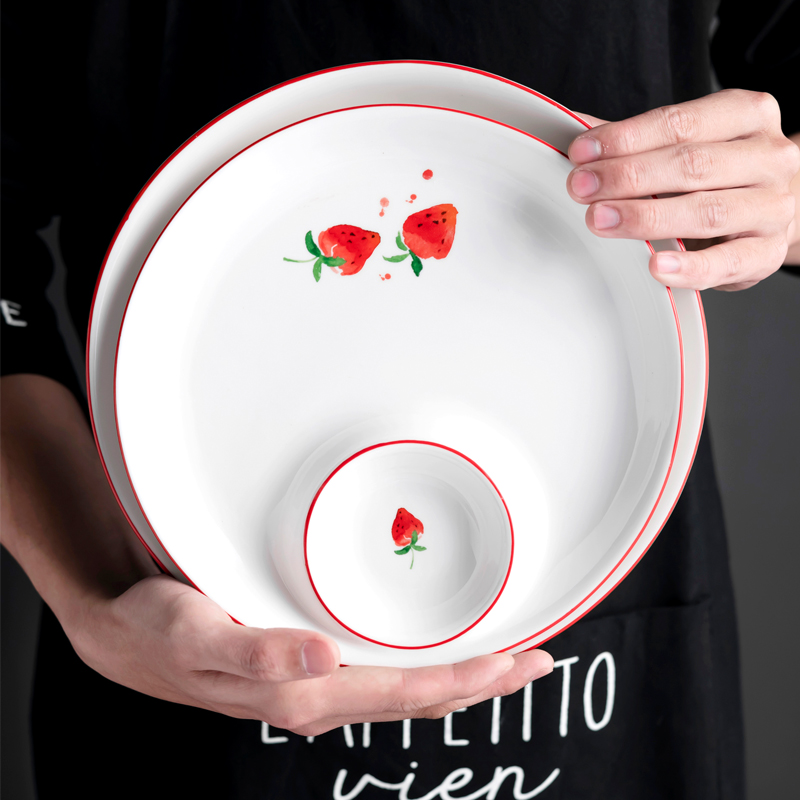 Ceramic dumpling dish contracted eat strawberry move creative sauce vinegar dish plate separation circular dish dish snack dishes