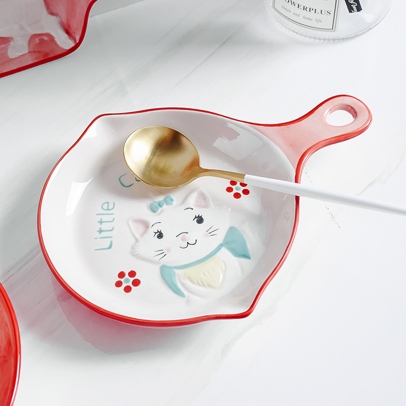 Web celebrity cutlery set to use creative hand - made the design cat ranging ceramic plate household move dishes