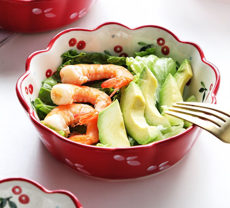 Ceramic salad bowl individual creative dessert bowl Nordic ins web celebrity tableware portfolio always move household cherry to use