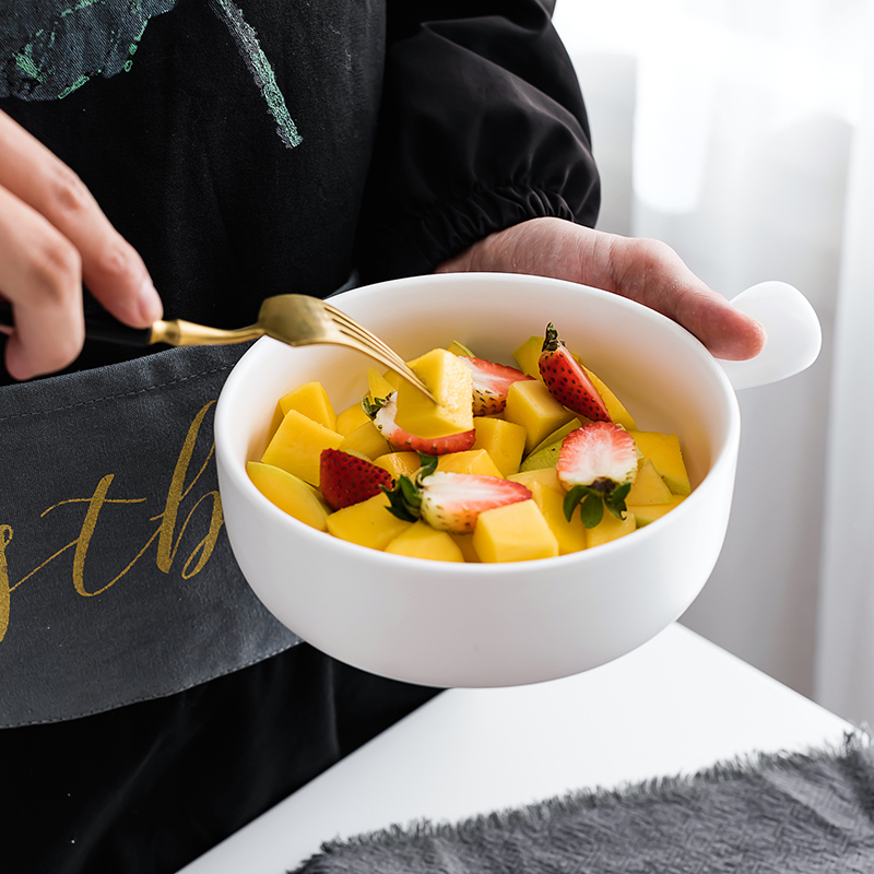 Nordic tableware tableware ceramics with handle household baking bowl bowl of red net tableware for bowl dish oven use