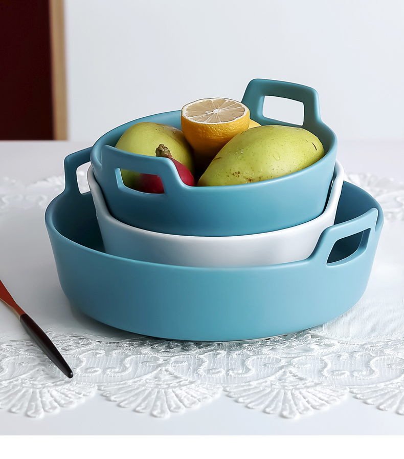 Ceramic bowl large ears soup bowl Nordic household bowls matte enrolled porcelain tableware ears soup basin large soup bowl