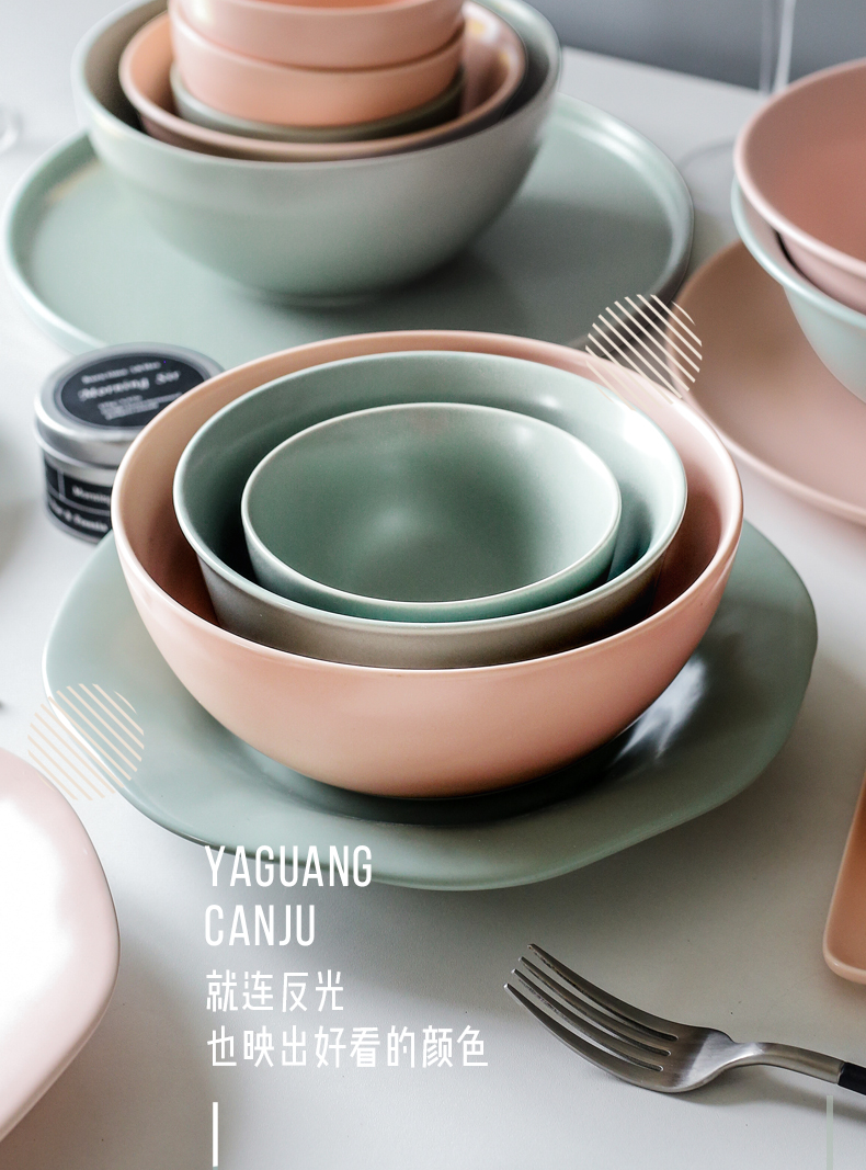 Matte enrolled creative bowl dish dish suits for combination dishes suit household Nordic one food tableware ceramics