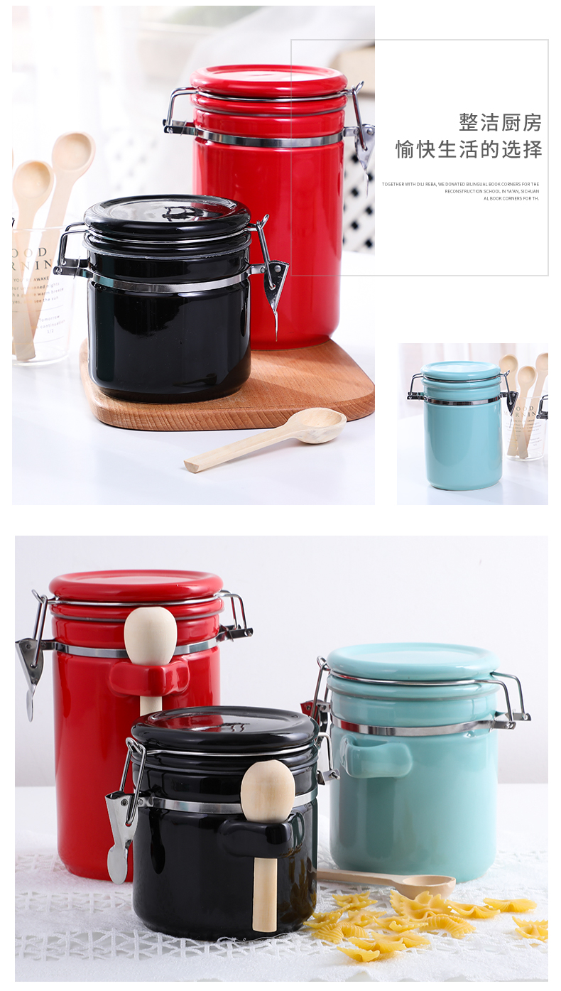 Ceramic seal tank with cover large receive household grain storage jar jar of coffee pot sugar tea pot