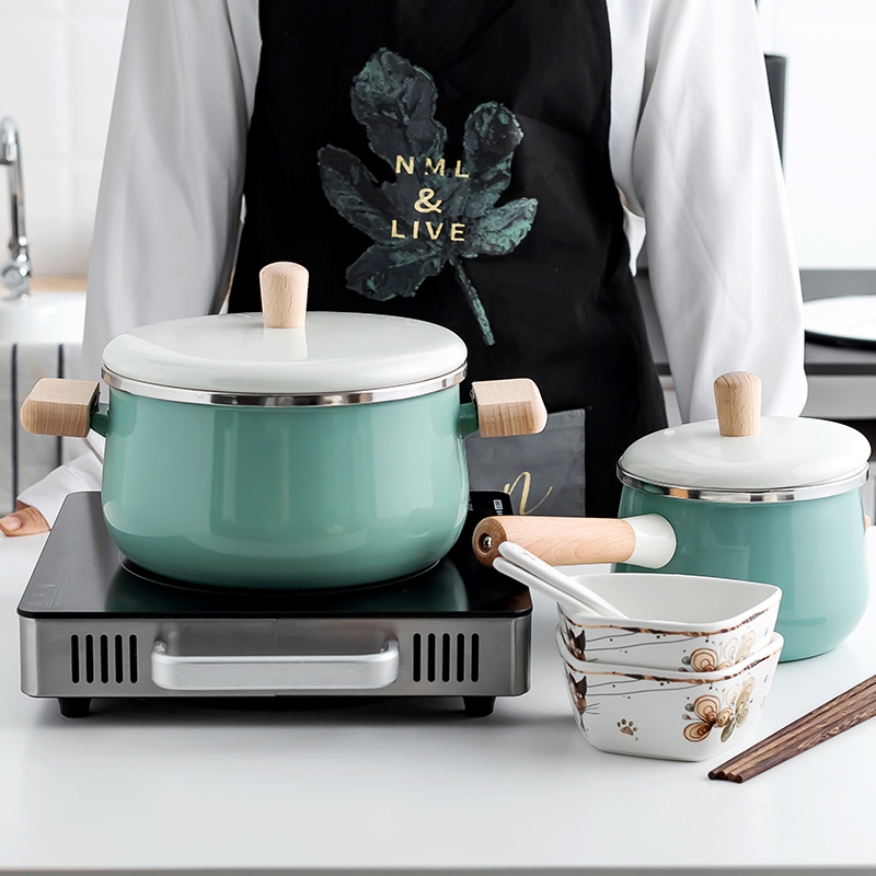 Northern wind enamel enamel small milk pan to cook instant noodles, ears small pot small household noodles soup, stew