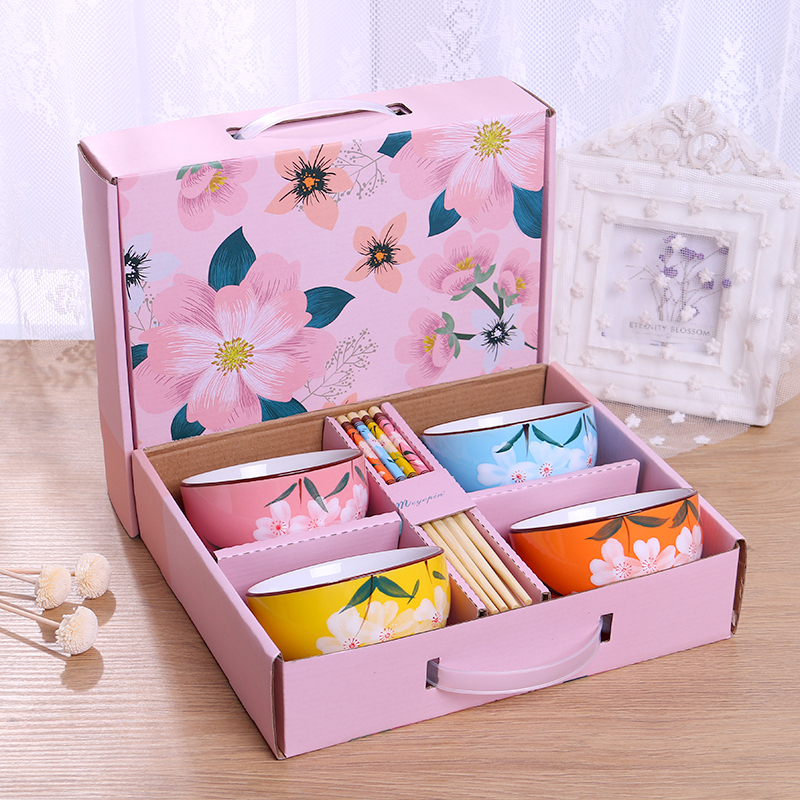 The use of a single Bowl chopsticks home eating combination to use gift set gift boxes ceramic Bowl with lovely tableware suit to use