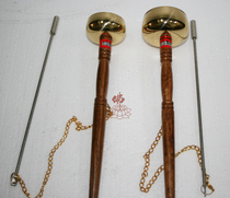 Bo Yuan Ge Buddhist supplies Large pure copper thickened wooden handle to lead the chime Taiwan straight rod to lead the celebration of the chime music to help recite the dharma instrument