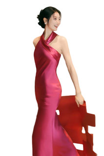 Morning gown female bride new Chinese style cheongsam wedding morning shooting small dress wedding dragon fruit rose red high-level niche
