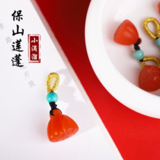 DIY аксессуары 多宝！正品天然保山南红莲蓬小滴溜小吊坠 柿子红磨砂 手串配饰坠 OTHER