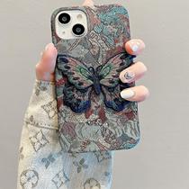 PRSEELA high-end embroidered butterfly lens film suitable for Apple 14 15 promax mobile phone case creative anti-fall women