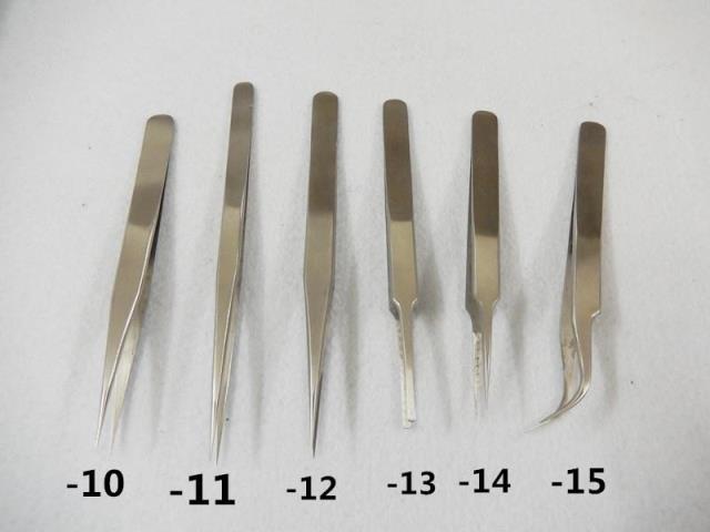 ESD anti-static tweezers ST-12 stainless steel tweezers high elasticity stainless steel elbow round head pointed precision tweezers