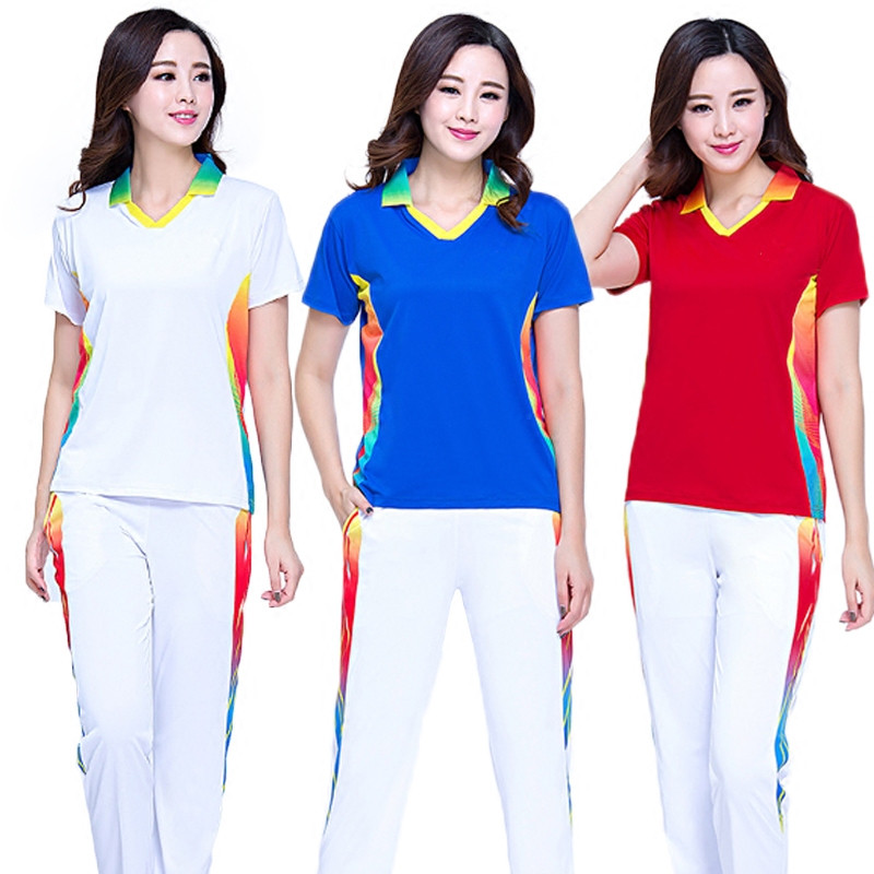 Sportswear Men And Women Bodybuilding Suits half sleeves T-shirt Summer Jiamusi Fitness Playground Square Dance Short Long Pants Speed Dry Group