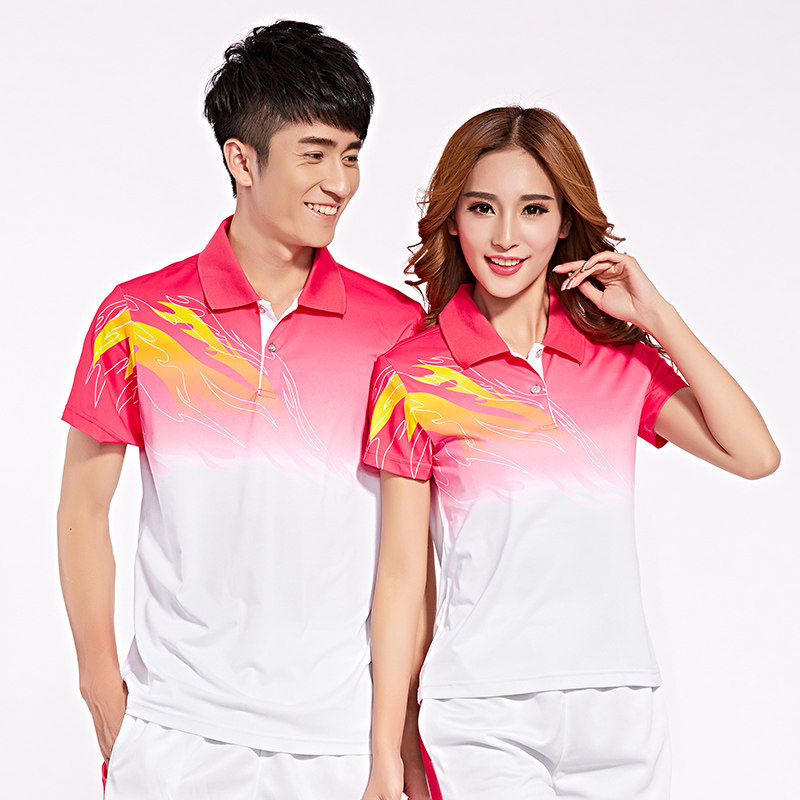 Jiamus Sports Summer Men and Women South Korean Silk Half Sleeve Dream Team Fitness Square Dance Student Group Clothing