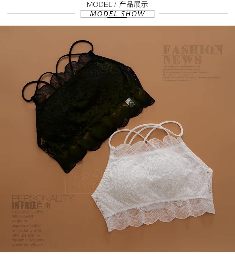 2018 chéo đai đẹp lưng ren ống hàng đầu dây đeo với miếng đệm ngực trần gợi cảm lưng trần bốn ngực ngắn đồ lót phụ nữ ngực màu bra