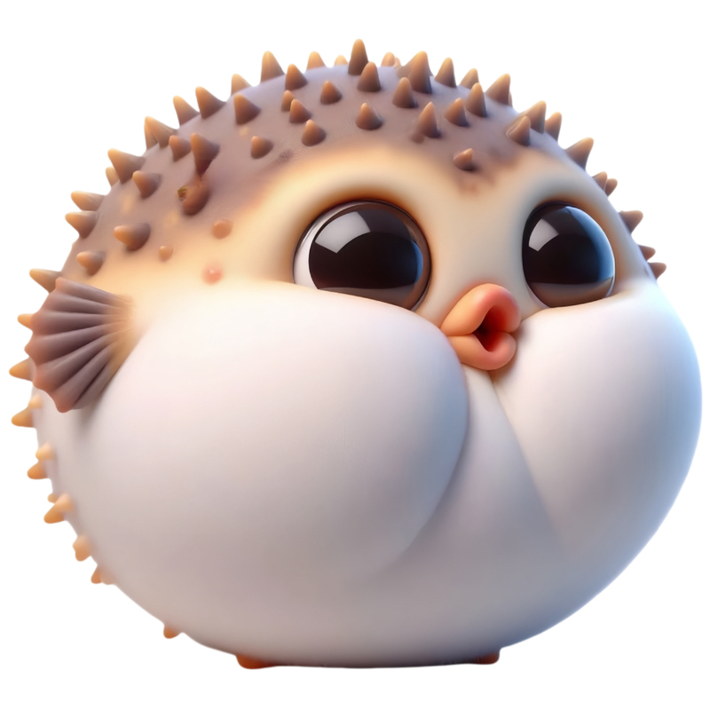 Cute Pufferfish Stickers for Bathroom, Kitchen, Refrigerator, Luggage, Password Box Decoration, Self-Adhesive Stickers, Waterproof and Sun-Resistant, New Style