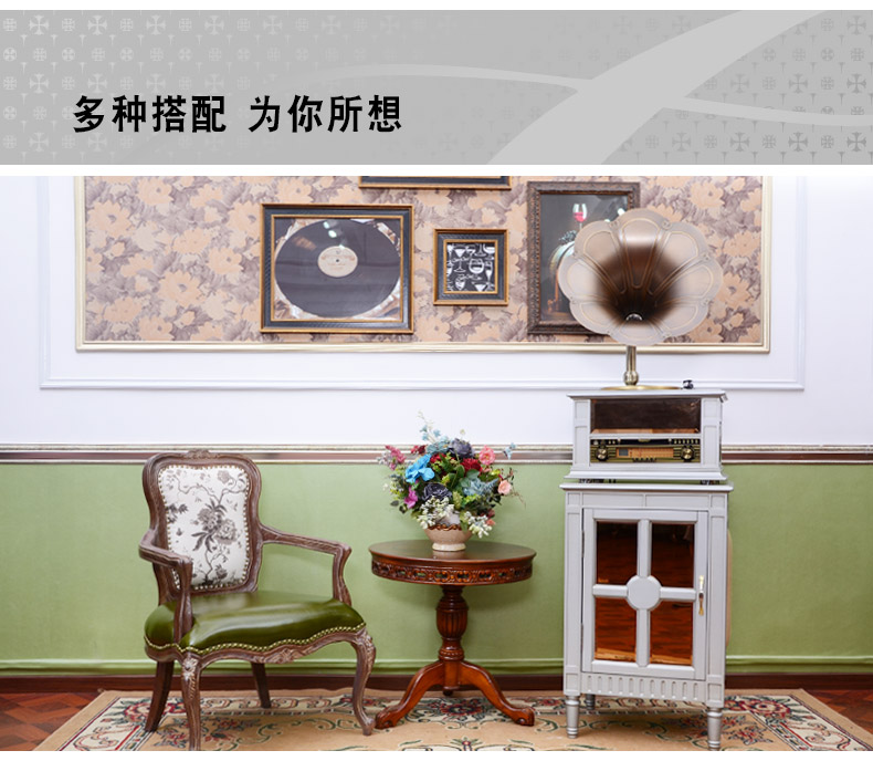 [Vannies] F1877- 30S sừng lớn cổ điển gỗ ghi âm cổ điển máy ghi âm vinyl cổ máy chơi đĩa than