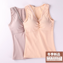 Winter clothing sweaters waistcoat waistcoat Han version women kan shoulder plus suede thickened sleeveless V collar lace lingerie beating undershirt