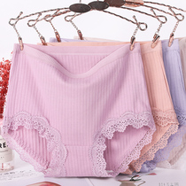 Lady Gats Plus Big Code Fat Sister Pure Cotton Underwear High Waist Lace Lace Youth Less Women Triangle Pants Fat MM Pants Head
