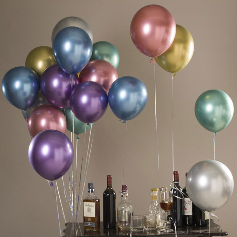 12 Inch Thickened Metal Balloon Silver Balloon Black White Decorated Birthday Party Arrangement Golden Balloon Banquet
