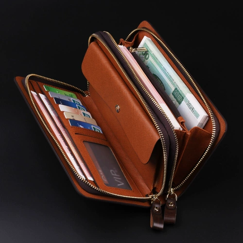 Сумка с петлей на руку с молнией, маленькая сумка клатч, кожаный бумажник, из натуральной кожи