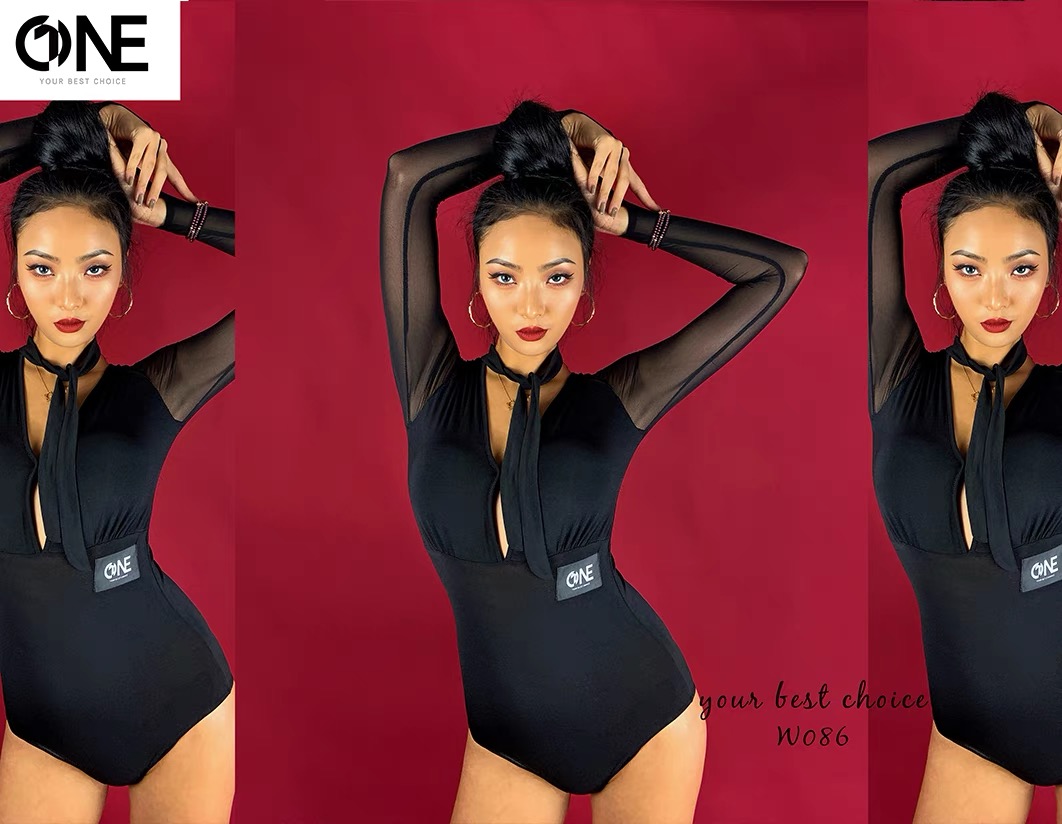 ONE Dance suit W086 lacing blouses sexy Latin dance wear Morden blouse practice suit with chest cushion safety pants