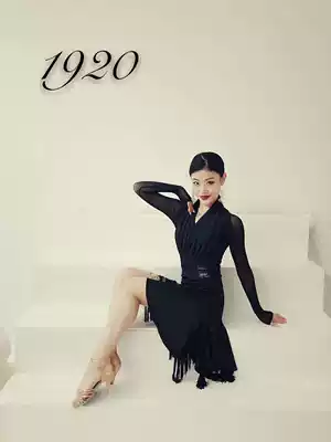 Amanda dance clothes 1920 036 Latin dance practice clothes pleated stitching mesh jumpsuit sexy versatile