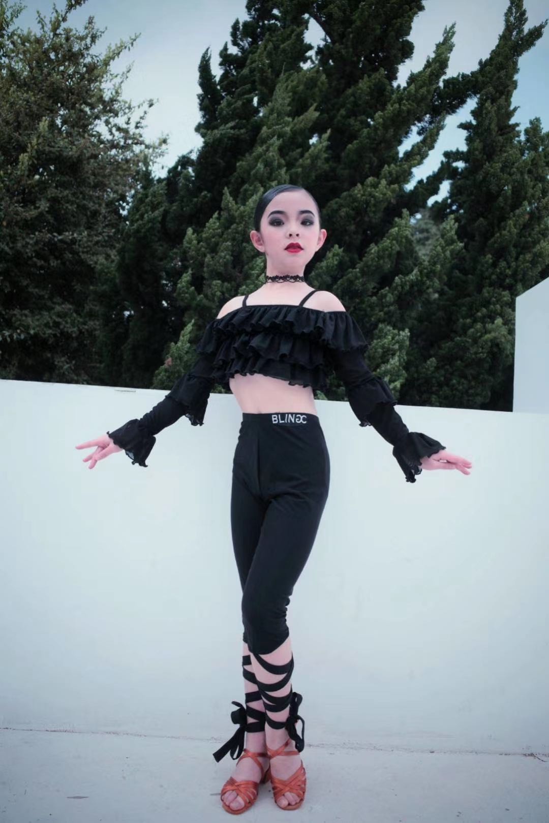BLINGC Latin dance practice pants toddler Latin dance children's new dance pants trousers strappy pants 219