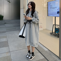 Pregnant Woman Autumn Dress Dress 2021 Spring Autumn New Fall Plus Suede Thickened Long Sleeve Blouse Autumn Winter Style Clothing Suit