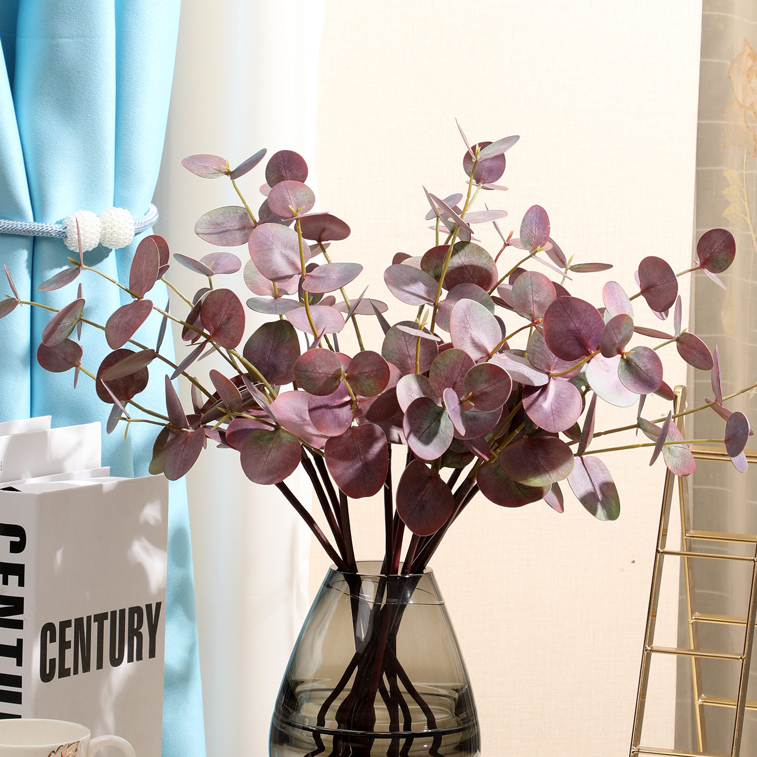 Modern Nordic desktop simulation double-sided 3D feel Eucalyptus home living room decoration plant leaf money leaf ornament