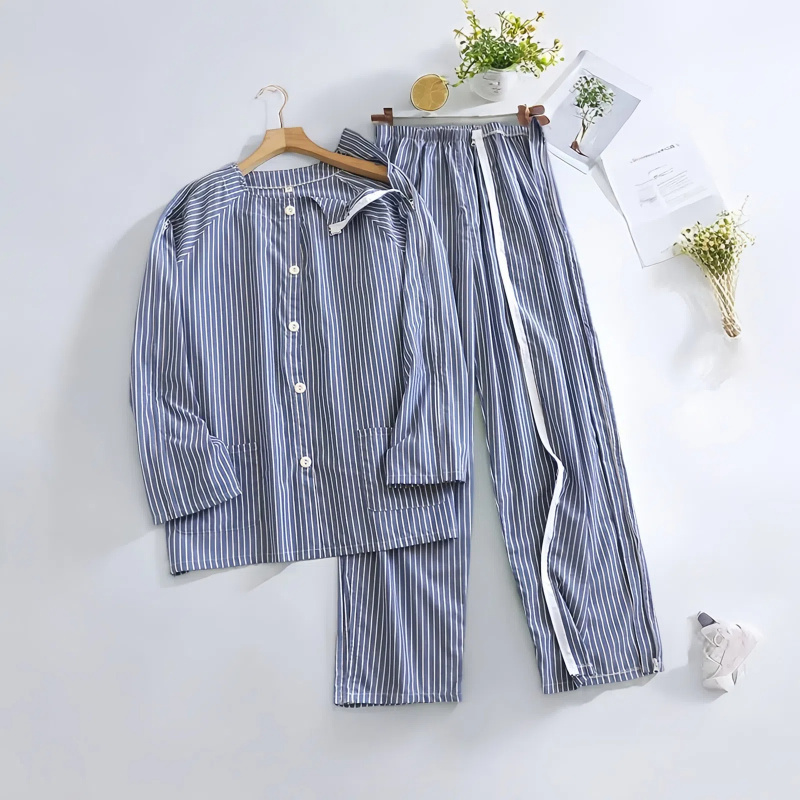 Post-Operative Care Clothing, Easy to Put on and Take Off, Front-Opening Cardigan, Acupuncture and Physiotherapy, Home Clothing for Bedridden Elderly, Fully Open Side Zipper Pajamas