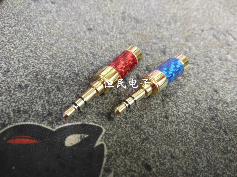 Straight plug 3-section carbon fiber gold-plated 3 5mm stereo headphone upgrade welding plug 4mm tail port