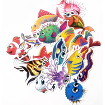 40 ocean fish stickers Suitcase rod box luggage stickers Waterproof skateboard underwater world tide brand stickers